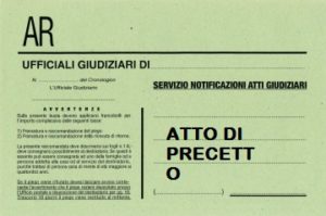 cartolina atto di precetto